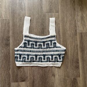 & Other Stories Black and White Crochet Crop Top